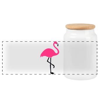 Flamingo Summer Sun Beach - Boîte à biscuits avec couvercle en bois - blanc - Devant