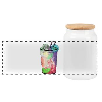 Kunterbunte Cocktail-Vibes im Glas - Panorama Keksdose mit Holzdeckel - Weiß - Vorne
