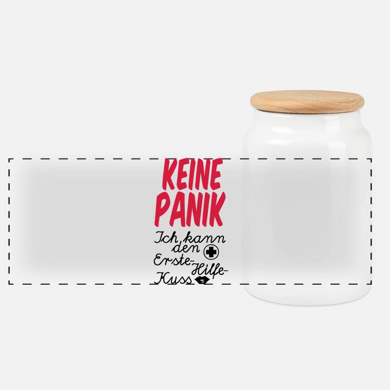 Erste Hilfe Kuss Medizin Liebe Gesundheit Geschenk - Panorama Keksdose mit Holzdeckel - Weiß