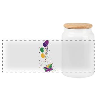 Carnival Mardi Gras Fool Cap Balloons - Panoramic Cookie Jar with Wooden Lid - white - Front