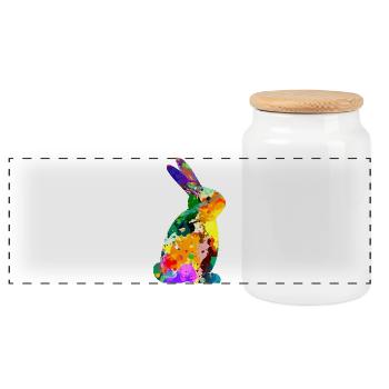 Bunny easter bunny colorful colorful gift - Panoramic Cookie Jar with Wooden Lid - white - Front