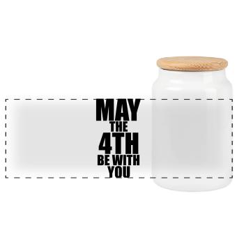 May the 4th be with you - Panorama Keksdose mit Holzdeckel - Weiß - Vorne