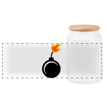 Bombe - Boîte à biscuits avec couvercle en bois - blanc - Devant