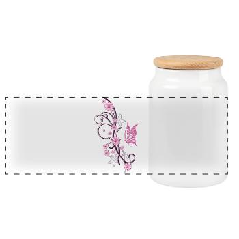 Cherry Blossom Flowers Spring Sakura - Panoramic Cookie Jar with Wooden Lid - white - Front