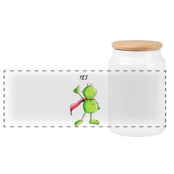 Super Frosch - Panorama Keksdose mit Holzdeckel - Weiß - Vorne