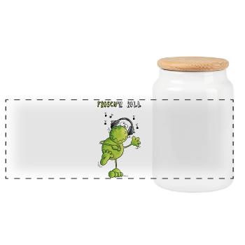 Frosch n' Roll - Panorama Keksdose mit Holzdeckel - Weiß - Vorne