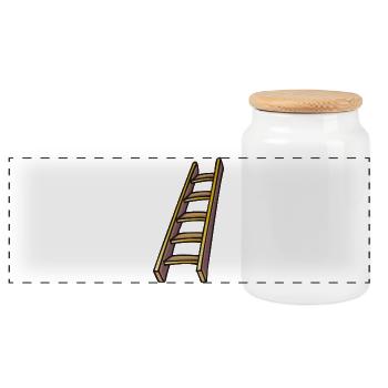 Holzleiter, wooden ladder - Panorama Keksdose mit Holzdeckel - Weiß - Vorne