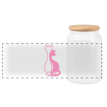 Elegant Cat Couple – Pink - Panorama Keksdose mit Holzdeckel - Weiß - Vorne