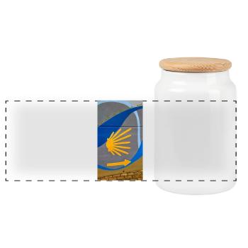 Golden rays on urban arch - Panoramic Cookie Jar with Wooden Lid - white - Front