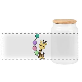 fête de naissance heureuse - girafe de naissance - Boîte à biscuits avec couvercle en bois - blanc - Devant