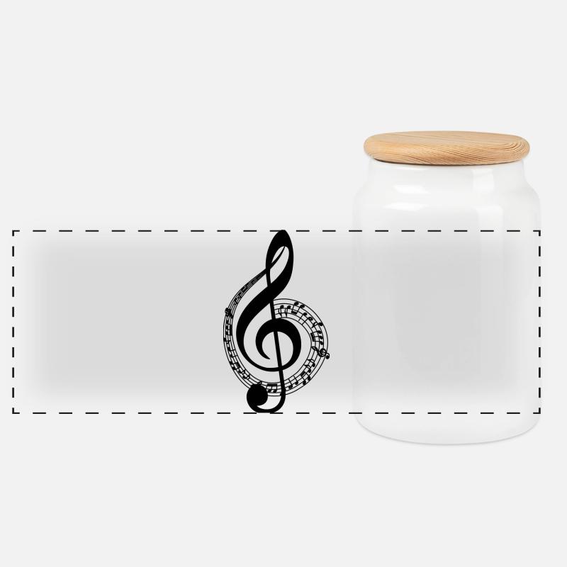 Musik - Panorama Keksdose mit Holzdeckel - Weiß