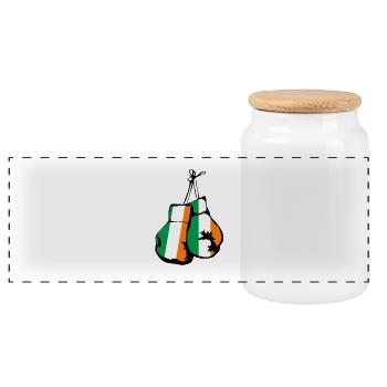Ireland Flag Boxing Gloves Irish Sport - Panoramic Cookie Jar with Wooden Lid - white - Front