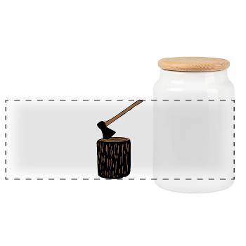 Hache et tronc d'arbre - Boîte à biscuits avec couvercle en bois - blanc - Devant