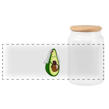 Avocado pregnant bride with baby bump gift - Panoramic Cookie Jar with Wooden Lid - white - Front
