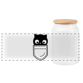 Chat Chats - Boîte à biscuits avec couvercle en bois - blanc - Devant