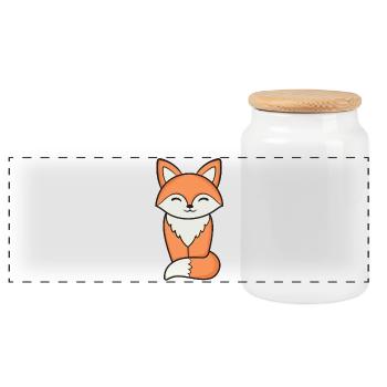Fox Foxes - Panoramic Cookie Jar with Wooden Lid - white - Front