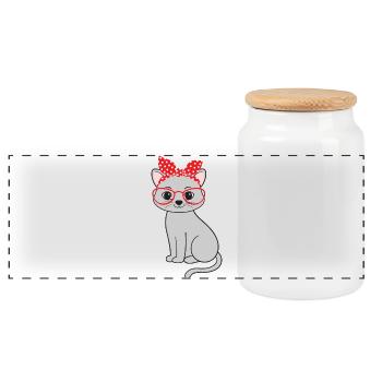 Cat Cats - Panoramic Cookie Jar with Wooden Lid - white - Front
