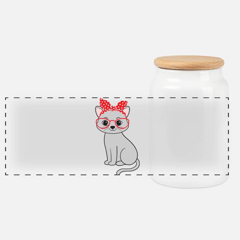 Katze Katzen - Panorama Keksdose mit Holzdeckel - Weiß