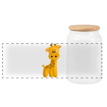 Giraffe - Panoramic Cookie Jar with Wooden Lid - white - Front