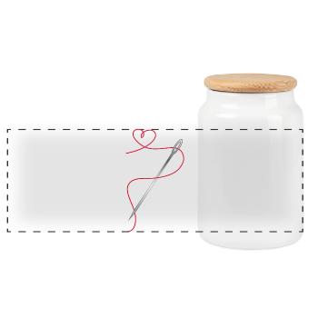 Needle and sewing thread with heart - Panoramic Cookie Jar with Wooden Lid - white - Front