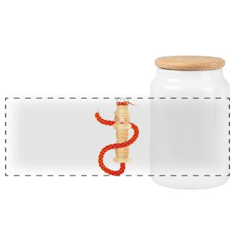 enchanting knitted rope with knitting cord - Panoramic Cookie Jar with Wooden Lid - white - Front