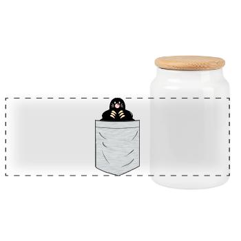 Mole Breast Pocket - Panoramic Cookie Jar with Wooden Lid - white - Front