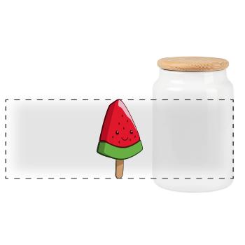 Wassermelonen Eiskunst am Stiel - Panorama Keksdose mit Holzdeckel - Weiß - Vorne