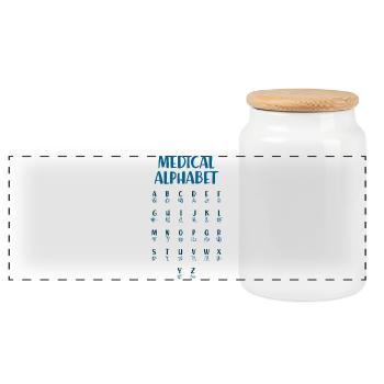 Medical Alphabet - Panoramic Cookie Jar with Wooden Lid - white - Front