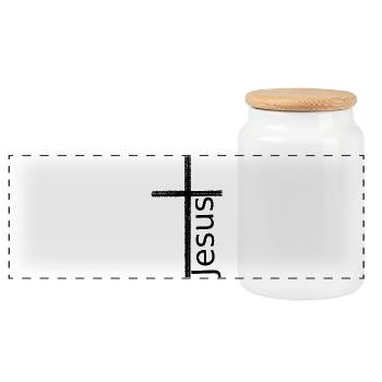Jesus Christ Cross Easter - Panoramic Cookie Jar with Wooden Lid - white - Front