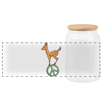 Symbole de paix Fawn - Boîte à biscuits avec couvercle en bois - blanc - Devant