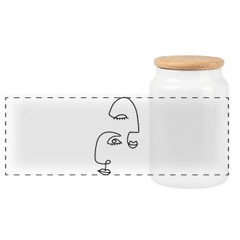 Dessins au trait abstraits - Boîte à biscuits avec couvercle en bois - blanc - Devant