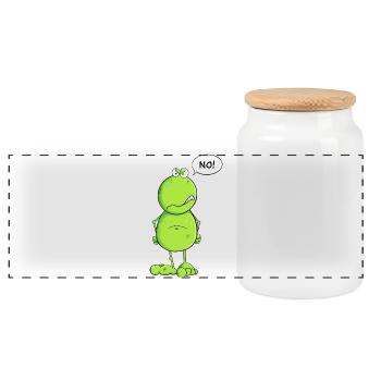 Funny No Frog I No Nö Statement - Panoramic Cookie Jar with Wooden Lid - white - Front
