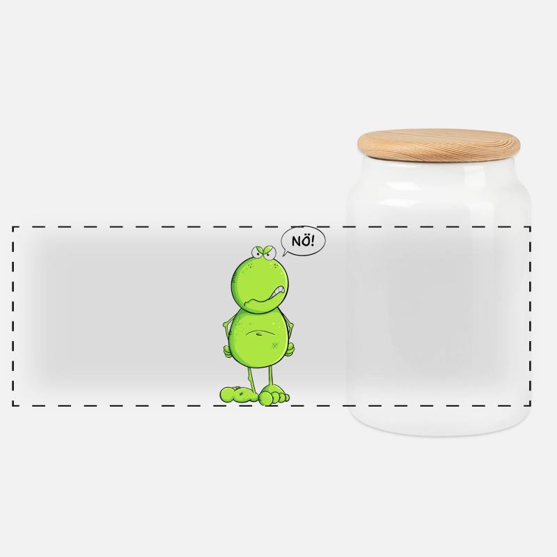 Lustiger Nö Frosch I Nein Statement - Panorama Keksdose mit Holzdeckel - Weiß