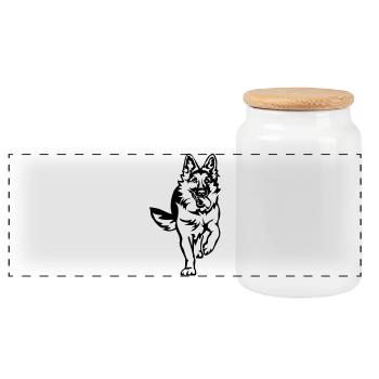 German Shepherd - Panoramic Cookie Jar with Wooden Lid - white - Front