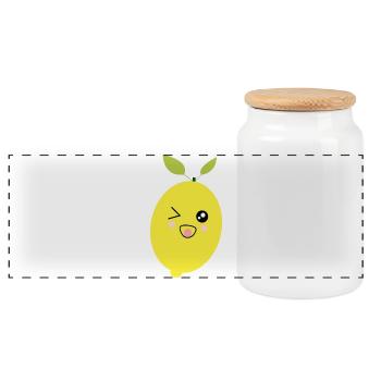 Zitrone Limone Limette Frucht Früchte vegan - Panorama Keksdose mit Holzdeckel - Weiß - Vorne