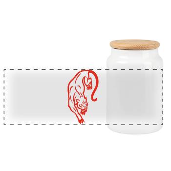 Silhouette de panthère rouge - Boîte à biscuits avec couvercle en bois - blanc - Devant