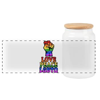 Lgbt Love Equality Sexuality Statement - Panoramic Cookie Jar with Wooden Lid - white - Front