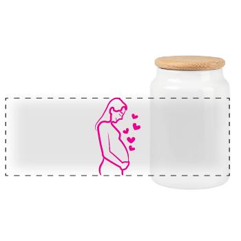 Bébé ventre mère grossesse grossesse coeur - Boîte à biscuits avec couvercle en bois - blanc - Devant