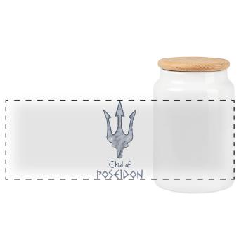 Child of Poseidon – Percy Jackson inspired design - Panoramic Cookie Jar with Wooden Lid - white - Front