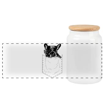 Style pop art de style style poche Frenchie - Boîte à biscuits avec couvercle en bois - blanc - Devant