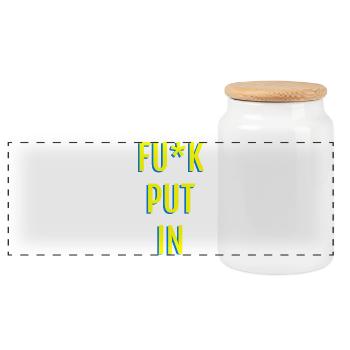 Graphismes en texte néon provocants - Boîte à biscuits avec couvercle en bois - blanc - Devant