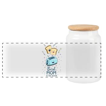 Toast - Best mom in the world - Panorama Keksdose mit Holzdeckel - Weiß - Vorne