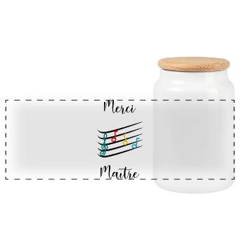 MAÎTRE. MERCI. MERCI MAÎTRE. CADEAU MAÎTRE - Boîte à biscuits avec couvercle en bois - blanc - Devant