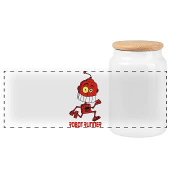 Robot coureur - Boîte à biscuits avec couvercle en bois - blanc - Devant