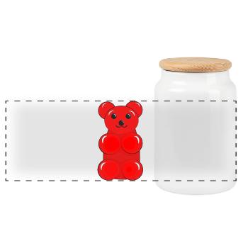 Gummibär - Panorama Keksdose mit Holzdeckel - Weiß - Vorne