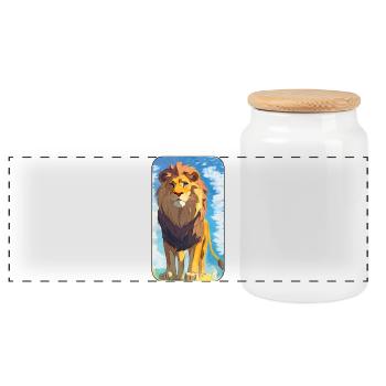 Löwe mit blauen Augen (Rechteck) - Panorama Keksdose mit Holzdeckel - Weiß - Vorne