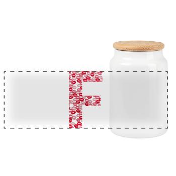 Buchstabe F - Kisses T-Shirt - Panorama Keksdose mit Holzdeckel - Weiß - Vorne