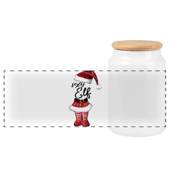 Elfe sexy – Décor de Noël drôle - Boîte à biscuits avec couvercle en bois - blanc - Devant