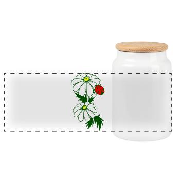 Flowers - Panoramic Cookie Jar with Wooden Lid - white - Front