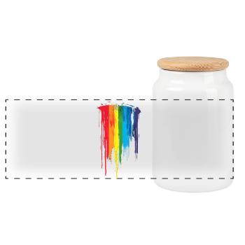Subtil et cool Dripping Pride drapeau arc en ciel Design - Boîte à biscuits avec couvercle en bois - blanc - Devant